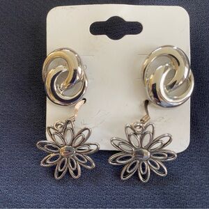 Silver Knot and Starburst Earrings Set